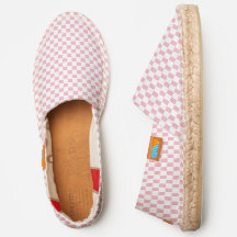 Chic Pink White Chequered Pattern Casual Slip On