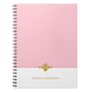 Chic Pink White Gold Personalized Notebook