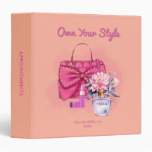 Chic Pink & White Handbag and Floral Binder
