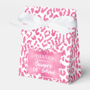 Chic Pink White Leopard Print Favor Box