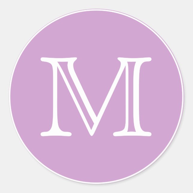 Chic Pink White Monogram Letter Classic Round Sticker (Front)