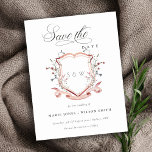 Chic Pink Wildflower Monogram Crest Save The Date Announcement Postcard<br><div class="desc">Pastel Wildflower watercolor Collection- it's an elegant watercolor Illustration of pink blush watercolor delicate wildflowers with a modern minimal touch. Perfect for your modern floral wedding & parties. It’s very easy to customize,  with your personal details. If you need any other matching product or customization,  kindly message via Zazzle.</div>