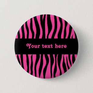 Chic pink zebra 2 inch round button