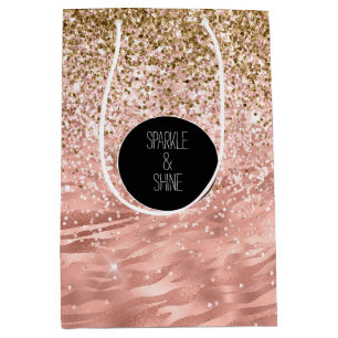 Chic Pink Zebra Print Glitz Medium Gift Bag