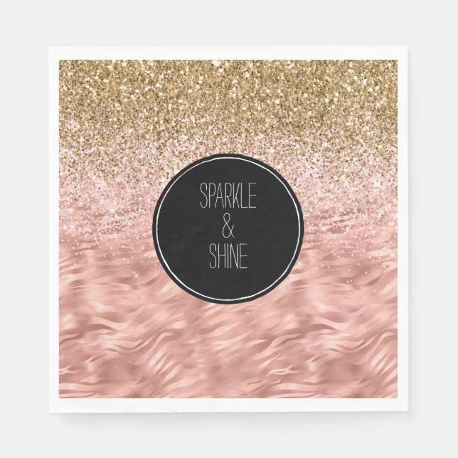 Chic Pink Zebra Print Glitz Napkin (Front)