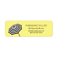 Chic Plage rayé Parapluie Logo Jaune