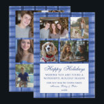 Chic Plaid HANUKKAH Custom 9 Photo Collage Blue Holiday Card<br><div class="desc">Perfect cute card for a fun holiday greeting! Hand made watercolor art for you! FULLY CUSTOMIZABLE! Click on “Personalize” above to edit the text on the front and add your own photos to the front and back. Click "edit using design tool" to adjust the fonts, colours and placements. (check my...</div>