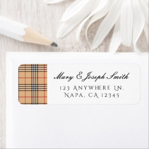 Chic Plaid Warm Tan Base White Black Customizable