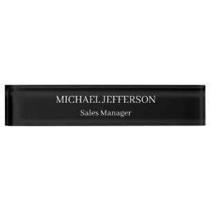 Chic Plain Black & White Colour Personalized Custo Nameplate