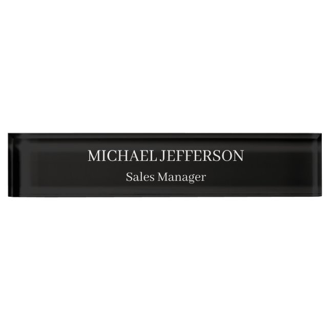 Chic Plain Black & White Colour Personalized Custo Nameplate (Front)