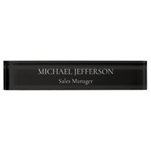 Chic Plain Black & White Colour Personalized Custo Nameplate