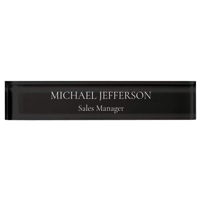 Chic Plain Black & White Colour Personalized Custo Nameplate (Front)