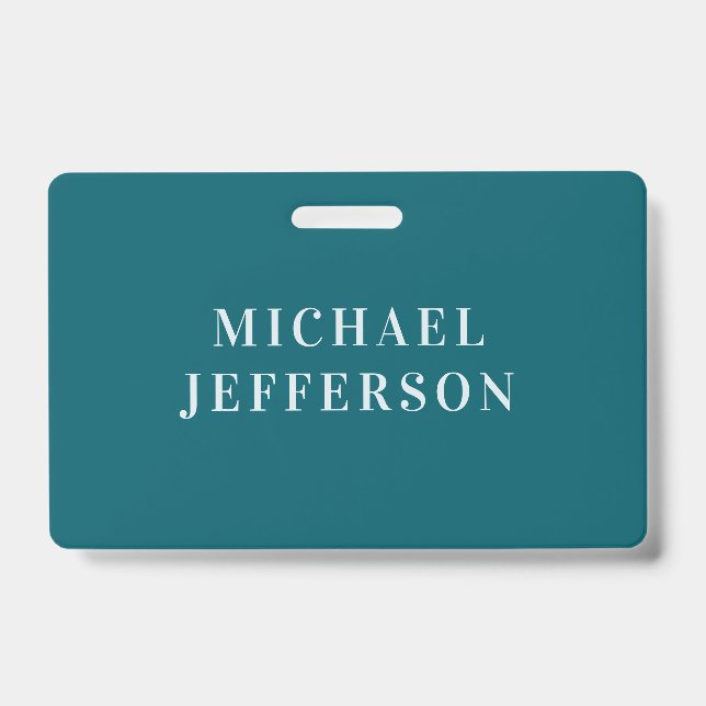 Chic Plain Dark Teal Colour Personalized Custom Badge (Front)