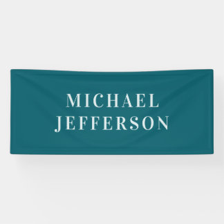 Chic Plain Dark Teal Colour Personalized Custom Banner