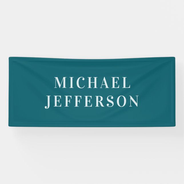Chic Plain Dark Teal Colour Personalized Custom Banner (Horizontal)
