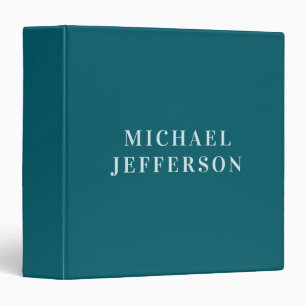 Chic Plain Dark Teal Colour Personalized Custom Binder