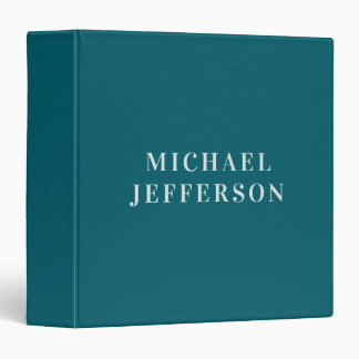 Chic Plain Dark Teal Colour Personalized Custom Binder