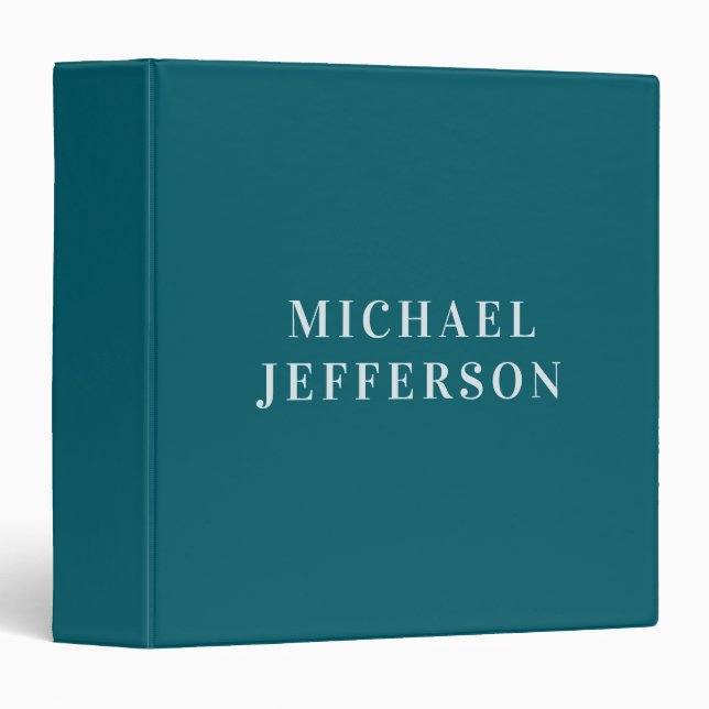 Chic Plain Dark Teal Colour Personalized Custom Binder (Front/Spine)
