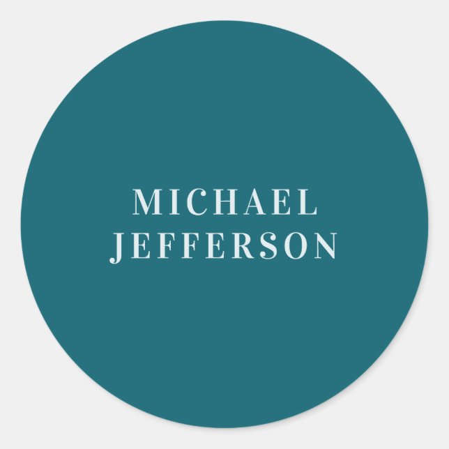 Chic Plain Dark Teal Colour Personalized Custom Classic Round Sticker (Front)