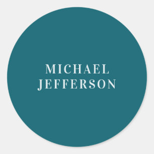 Chic Plain Dark Teal Colour Personalized Custom Classic Round Sticker