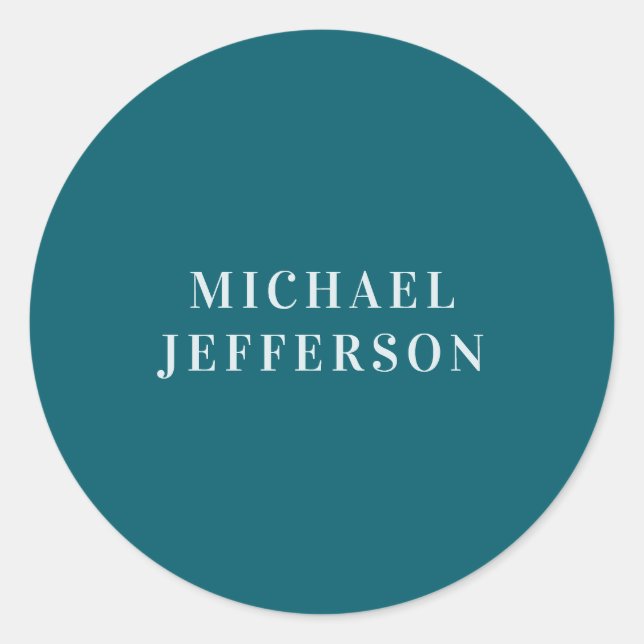Chic Plain Dark Teal Colour Personalized Custom Classic Round Sticker (Front)
