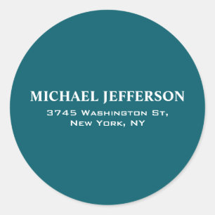 Chic Plain Dark Teal Colour Personalized Custom Classic Round Sticker