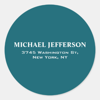 Chic Plain Dark Teal Colour Personalized Custom Classic Round Sticker