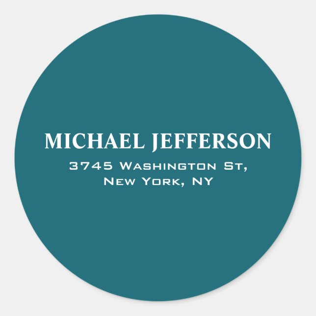 Chic Plain Dark Teal Colour Personalized Custom Classic Round Sticker (Front)