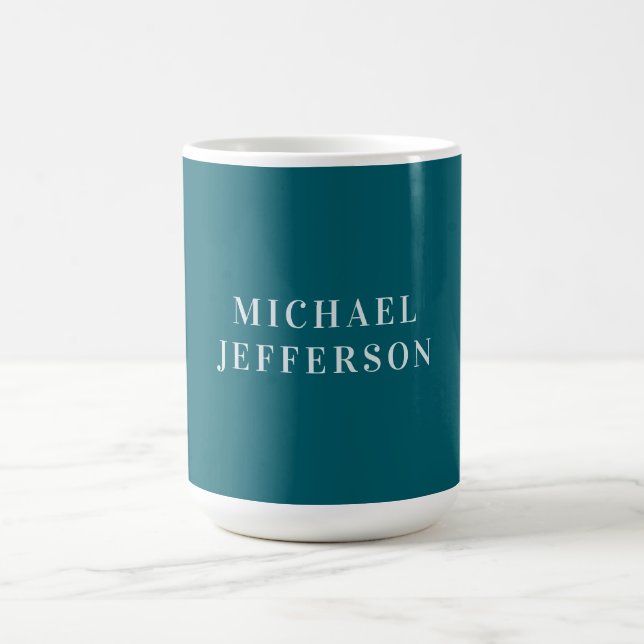 Chic Plain Dark Teal Colour Personalized Custom Coffee Mug (Center)