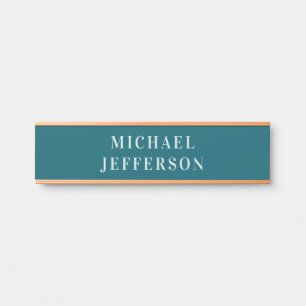 Chic Plain Dark Teal Colour Personalized Custom Door Sign