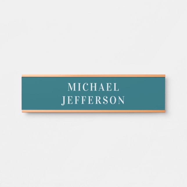 Chic Plain Dark Teal Colour Personalized Custom Door Sign (Front)