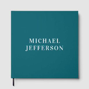 Chic Plain Dark Teal Colour Personalized Custom Guest Book