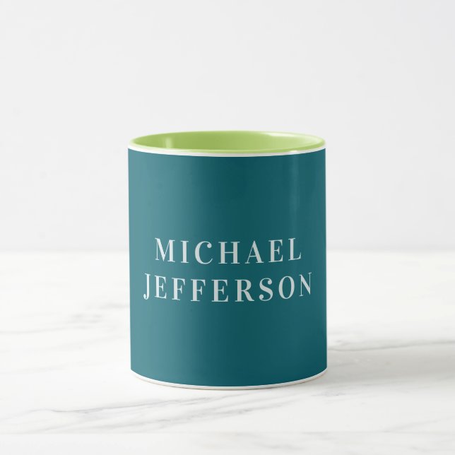 Chic Plain Dark Teal Colour Personalized Custom Mug (Center)