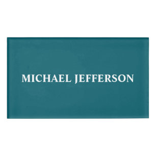 Chic Plain Dark Teal Colour Personalized Custom Name Tag