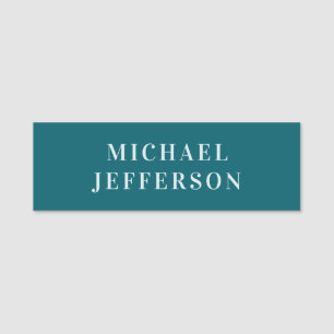 Chic Plain Dark Teal Colour Personalized Custom Name Tag