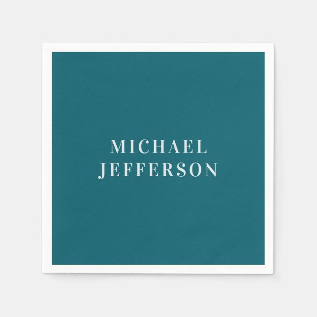 Chic Plain Dark Teal Colour Personalized Custom Napkin (Front)