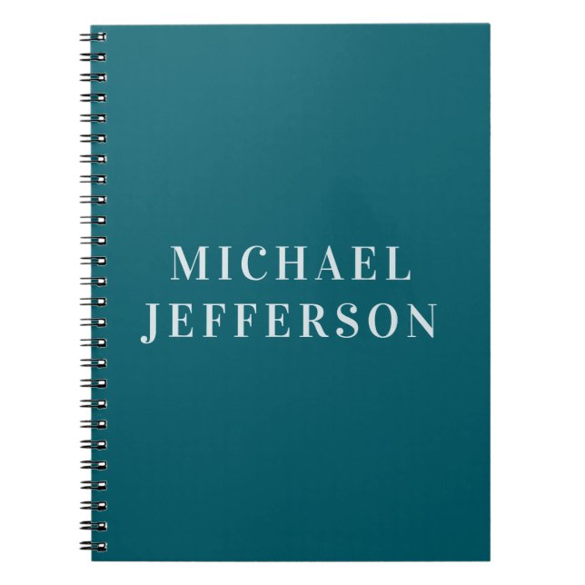 Chic Plain Dark Teal Colour Personalized Custom Notebook (Front)