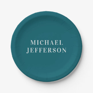 Chic Plain Dark Teal Colour Personalized Custom Paper Plate