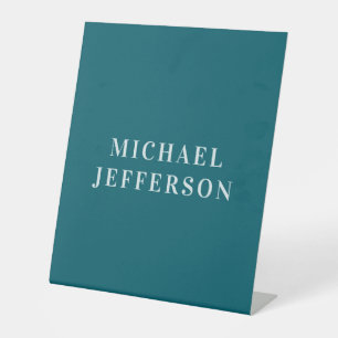Chic Plain Dark Teal Colour Personalized Custom Pedestal Sign
