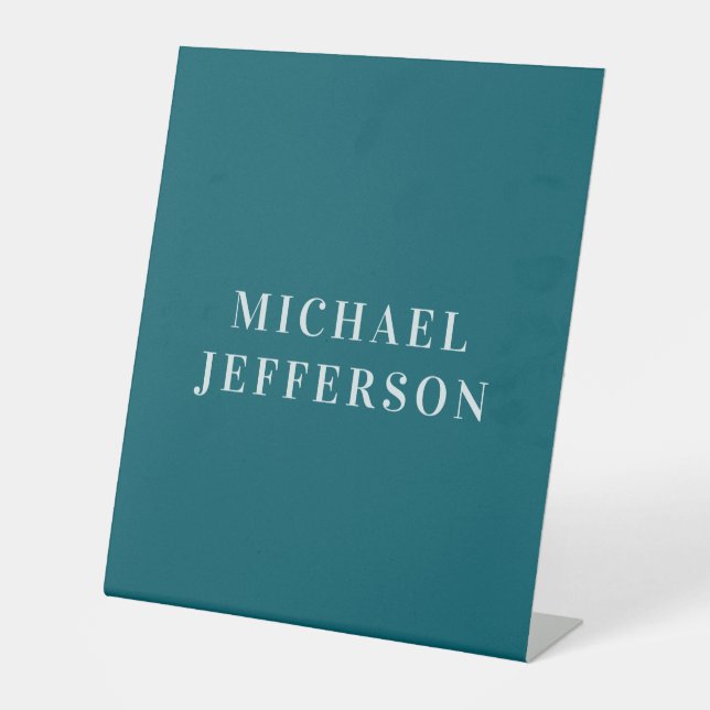 Chic Plain Dark Teal Colour Personalized Custom Pedestal Sign (Front)