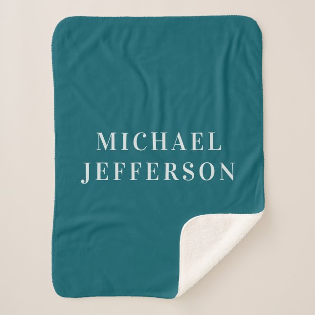 Chic Plain Dark Teal Colour Personalized Custom Sherpa Blanket (Front)