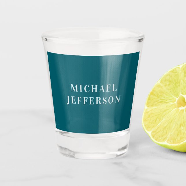 Chic Plain Dark Teal Colour Personalized Custom Shot Glass (Front)