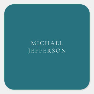 Chic Plain Dark Teal Colour Personalized Custom Square Sticker