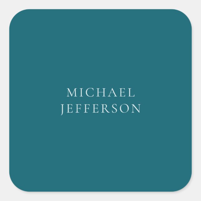 Chic Plain Dark Teal Colour Personalized Custom Square Sticker (Front)