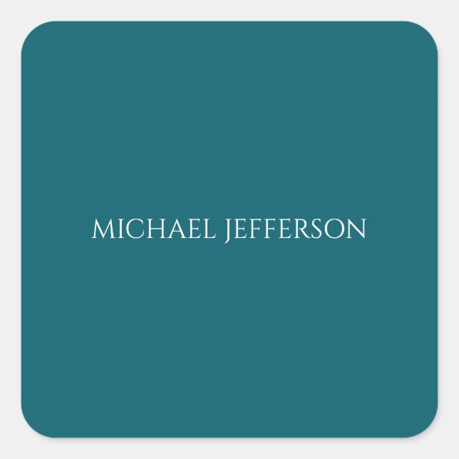 Chic Plain Dark Teal Colour Personalized Custom Square Sticker (Front)