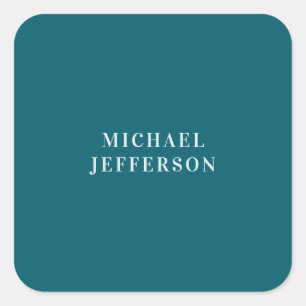 Chic Plain Dark Teal Colour Personalized Custom Square Sticker