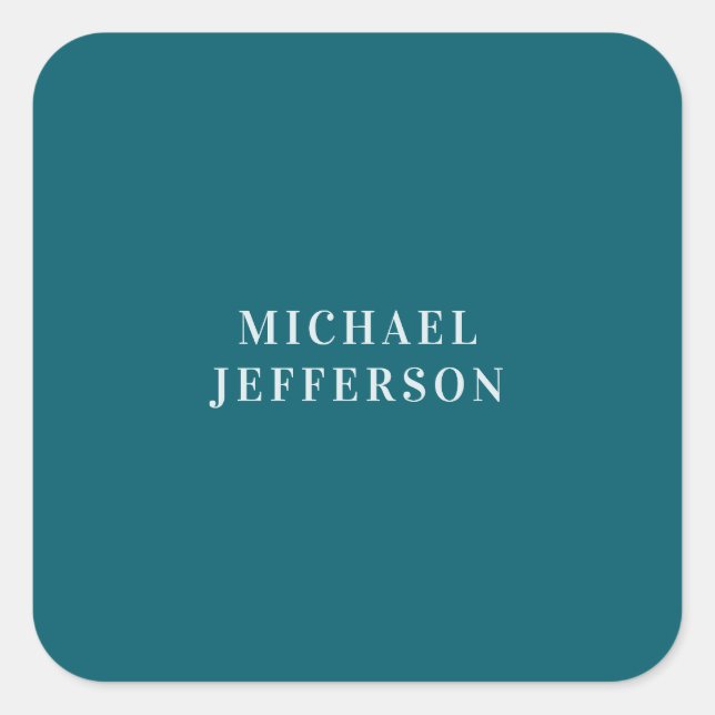 Chic Plain Dark Teal Colour Personalized Custom Square Sticker (Front)