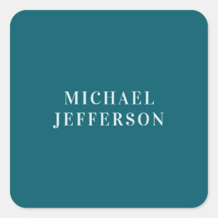 Chic Plain Dark Teal Colour Personalized Custom Square Sticker