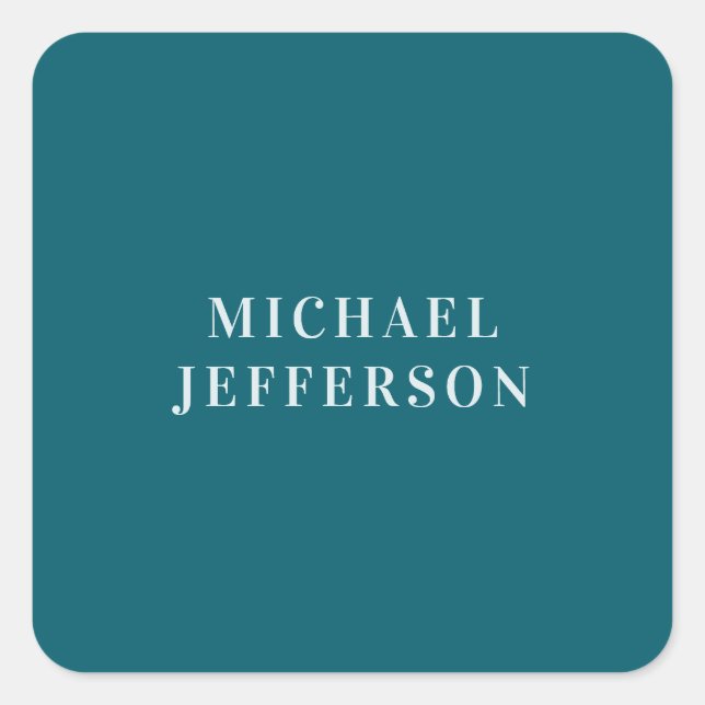 Chic Plain Dark Teal Colour Personalized Custom Square Sticker (Front)