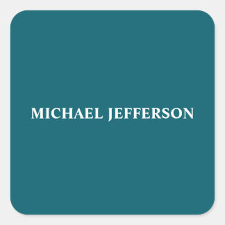 Chic Plain Dark Teal Colour Personalized Custom Square Sticker